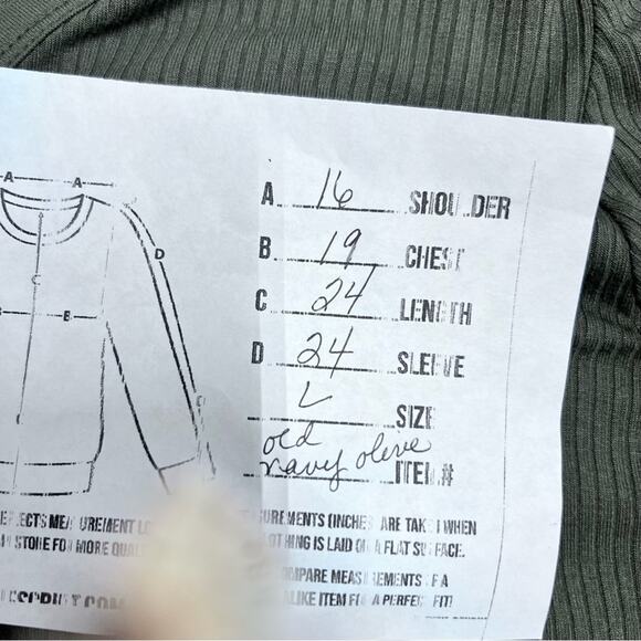 Old Navy long sleeve ribbedl pull over. Women’s. Size large. Olive green. - Picture 9 of 9